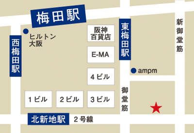 ブラックビズ梅田店地図（小）